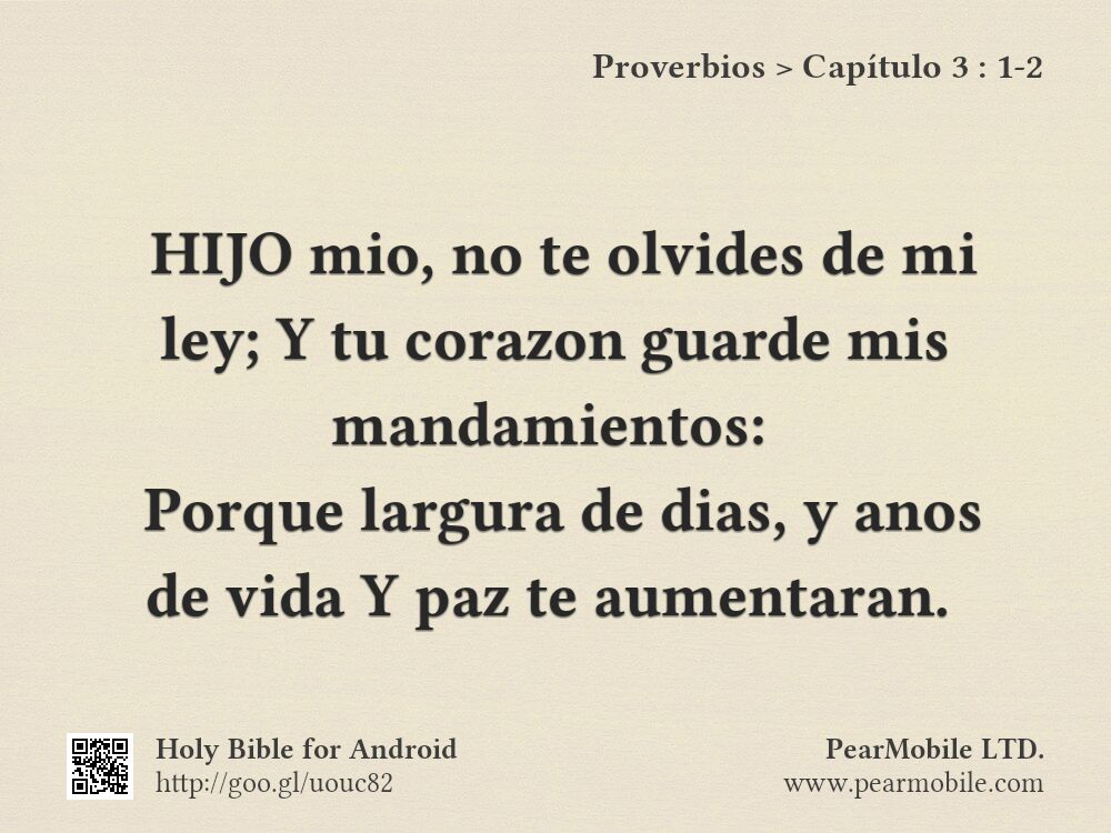 Proverbios, Capítulo 3:1-2